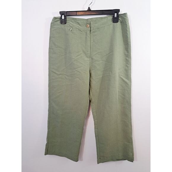 Woolrich Women's Green Check Print Capri Length Pants In Size 8 - Picture 1 of 4
